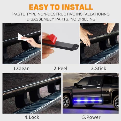 XRIDONSEN 2-Pack 70-inch Blue White Emergency Lights Running Board Lights