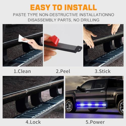 XRIDONSEN 2-Pack 70-inch Blue White Emergency Lights Running Board Lights
