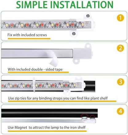 RWNTAO Four Strip Growing Lamp for Indoor Plants, Red & Blue & Yellow Full Spectrum LED Grow Light Strips with Auto ON/Off 3/9/12H Timer,10 Dimmable Levels for Green House Succulent (13 in)