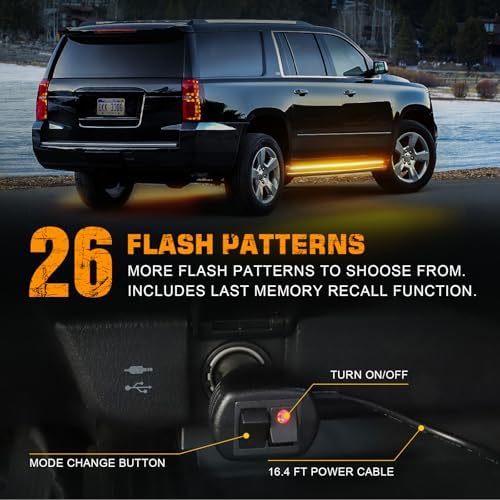 XRIDONSEN 2PCS 70 inch Running Board Emergency Lights Amber Strobe Lights