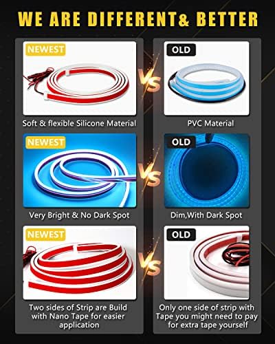 YM E-Bright LED Hood Light Strip, 70in Ice Blue Dynamic Scan DRL 12V 1Set