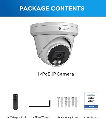 4COVR Security Camera Outdoor, 5MP PoE Wired Surveillance Video IP Camera Built-in Mic, Smart AI Person/Vehicle Detection, 100ft IR HD Night Vision, 2.8mm Lens, IP67 Weatherproof, LY97SA5MA