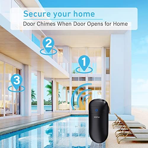 Door Chime When Door Opens, Door Alarm for Home, 3-Sensor 2-Receiver, Black