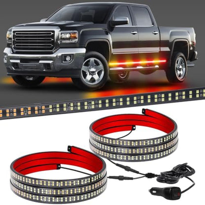 XRIDONSEN 70 inch Running Board Strobe Lights Amber Red Emergency Lights