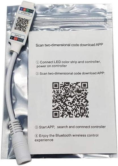 Mini Bluetooth RGB Controller DC 5V-24V 6A for 3528 5050 COB LED Strip Light Wireless Smart Phone Controller (White)