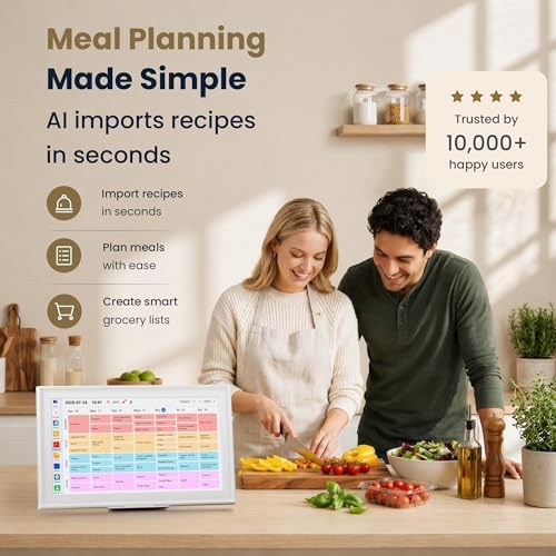 15.6-Inch Smart Digital Calendar & Photo Frame for Family, Wall Planner with Auto-Sync to Apple, Google & Outlook, Touchscreen Display with Chore Chart, To-Do Lists & Meal Planner, White Frame, No Subscription
