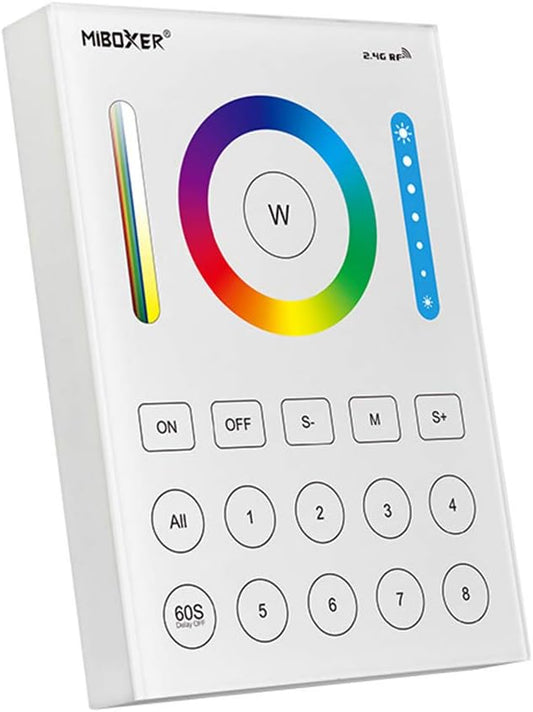 LGIDTECH B8 Miboxer 8-Zone RGB+CCT Wall Mounted Panel Controller Powered by AAA Batteries for RGB+CCT LED Bulb,Downlight,Flood Light,Controller(Except 8W,FUT037,038,039)