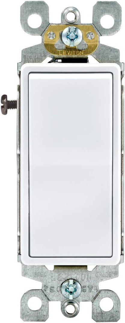 Leviton Antimicrobial 15 Amp 120/277V Decora Rocker 3-Way AC Quiet Switch, 5603-2AW, White (Pack of 2)