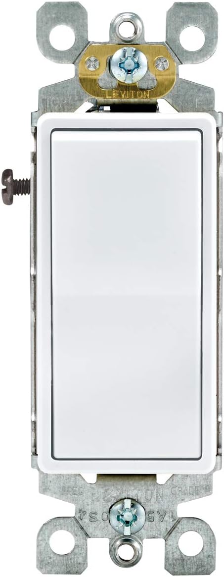 Leviton Antimicrobial 15 Amp 120/277V Decora Rocker 3-Way AC Quiet Switch, 5603-2AW, White
