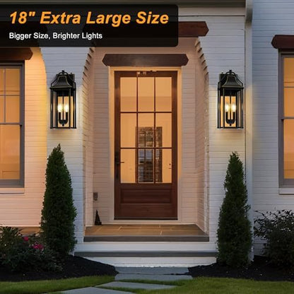 18IN Dusk to Dawn Outdoor Wall Sconce, 2-E12 Base Porch Light