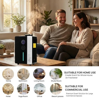 Kevinleo Whole House Scent Machine WiFi App, 7500 Sq Ft HVAC Cold Air Diffuser for Large Home Pet Odor, 800ml Waterless Smart Nebulizer Metal Shell Touch Control Gym Office Spa, No-Heat