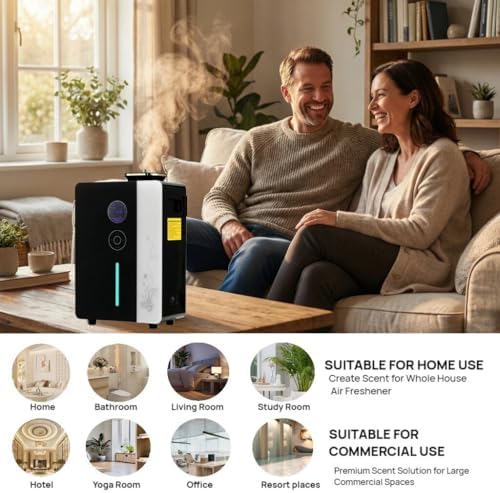 Kevinleo Whole House Scent Machine WiFi App, 7500 Sq Ft HVAC Cold Air Diffuser for Large Home Pet Odor, 800ml Waterless Smart Nebulizer Metal Shell Touch Control Gym Office Spa, No-Heat