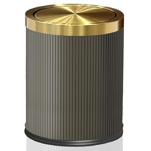 4 Gallon Bathroom Trash can with Swing Lid, Grey Gold