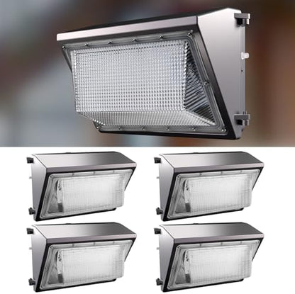 Lightdot 4 Pack 250W LED Wall Pack Lights, Wall Mount Outdoor Exterior Lighting, 100-277V, 37500LM Dusk-to-Dawn, IP65 ETL, 70ft Coverage Area, Parking Lots, Building Exteriors, Yard/Warehouse