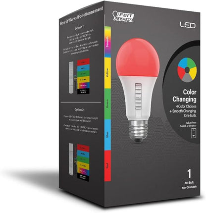 Feit Electric LED Color Changing Light Bulb - A19 with an E26 Medium Base Light Bulb - 60W Equivalent - 15 Year Life