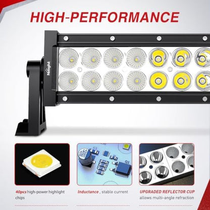Nilight 22 Inch 120 W LED Light Bar with Yellow Black Covers