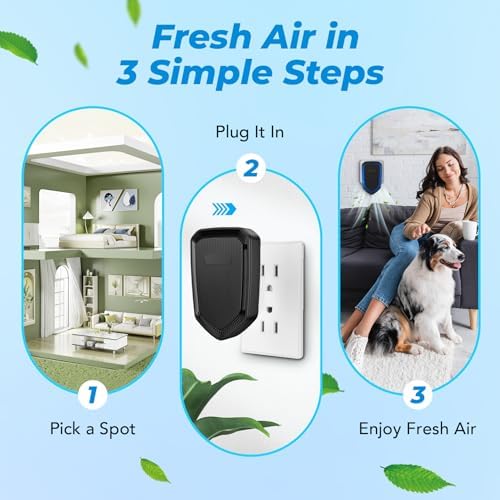Plug In Negative Ion Air Purifiers Air Ionizers Quiet Air Freshener for Home Bedroom Office Basement - Portable Mini Air Cleaner Odor, Smoke, Dust, Pet Smell