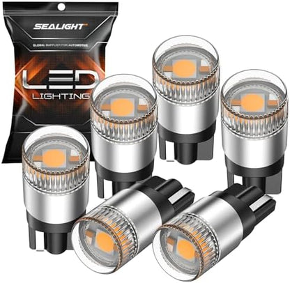 SEALIGHT 194 LED Light Bulbs Amber ＆ Yellow, W5W 168 2825 T10 Car Interior Light Bulb Replacement for License Plate Light, Dome Light, Map Light, Courtesy Light, Pack of 6