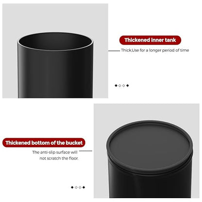 10L/2.6GAL Black Bathroom Trash Can with Swing Lid,Bedroom Garbage can with lid, Small Trash Bin for Bathroom,Bedroom,Office,Living Room,Hotel,Bank