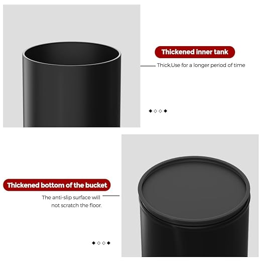 12L/3GAL Black Bathroom Trash Can with Lid,Swing Lid Trash can for Bedroom, Modern Trash Can for Bathroom,Bedroom,Living Room,Office,Laundry,Hotel,Bank