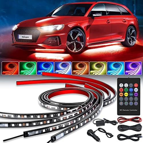 Nilight 4PCS RGB LED Underglow Lights for Cars with Wireless Remote