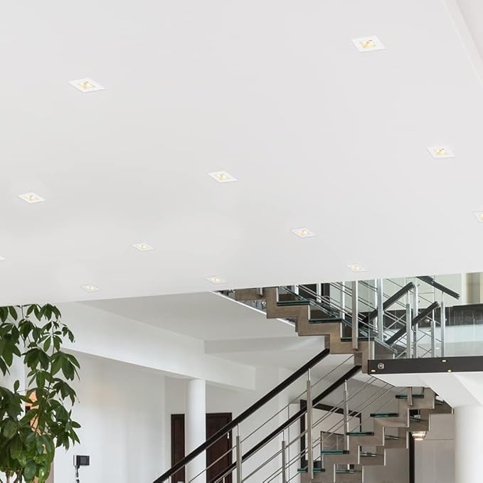 Maxxima 2 in. Ultra-Thin Recessed Anti-Glare LED Downlight - Canless IC Rated, 500 Lumens, 5 Color Temperature Selectable 2700K/3000K/3500K/4000K/5000K, Dimmable Square White Trim, 90 CRI