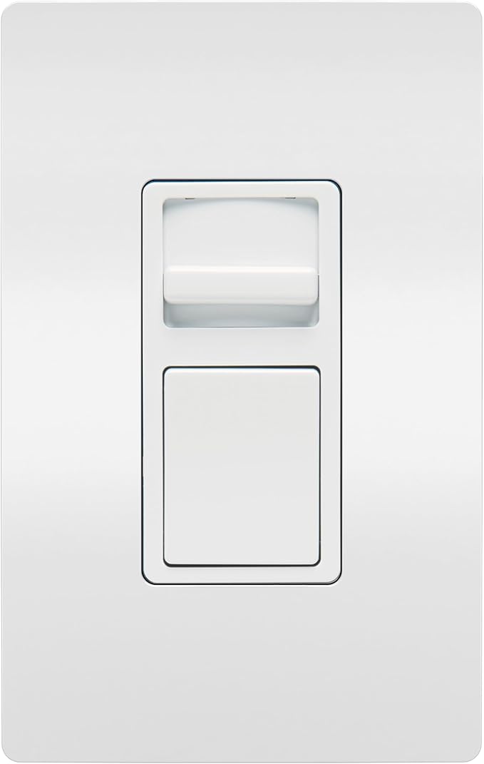 Legrand Pass & Seymour Wide Slide Series Single Pole/3-Way Paddle Slide LED Dimmer Light Switch, Preset for CFL/LED/Incandescent Bulbs, White
