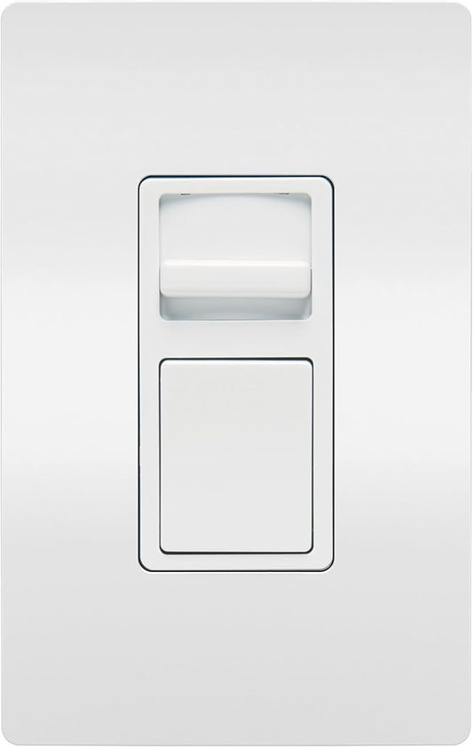 Legrand Pass & Seymour Wide Slide Series Single Pole/3-Way Paddle Slide LED Dimmer Light Switch, Preset for CFL/LED/Incandescent Bulbs, White