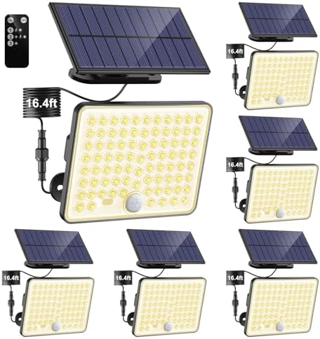 nipify Solar Lights Outdoor,3 Modes Solar Flood Lights Outdoor with Remote Control,IP65 Waterproof Solar Security Lights, 16ft Cable Solar Motion Lights for Outside Yard Garage Garden Dusk to Dawn