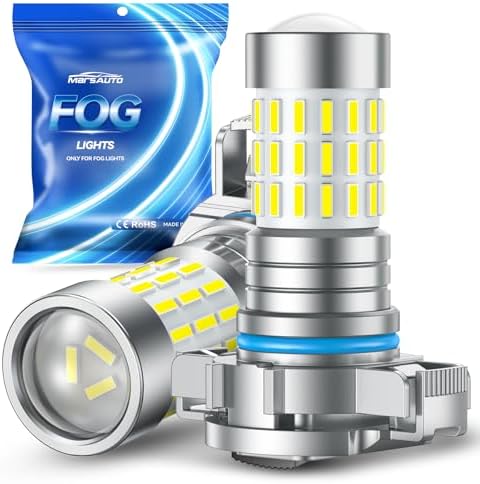 Marsauto 5202 LED Fog Light Bulbs, 10000LM 6000K with Lens-2 Pack