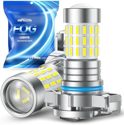 Marsauto 5202 LED Fog Light Bulbs, 10000LM 6000K with Lens-2 Pack