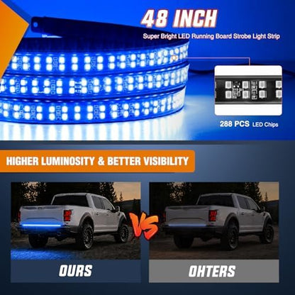 Nilight 48 Inch 288 LED Tailgate Strobe Light Strip Blue