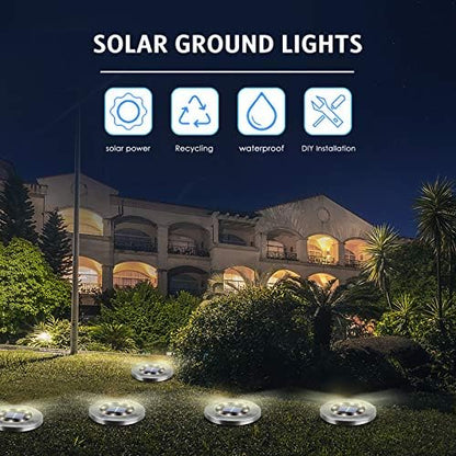 OULONGER 4.6inch Solar Ground Lights, Garden Solar Outdoor Waterproof Pathway Bright In-Ground Landscape Lights for Patio, Lawn, Yard, Driveway, Step and Walkway(White Light 12Packs)