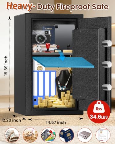 [2026 Upgraded] -35 Min Real Fireproof Safe-3.6 Cu Ft Large Safe for Home