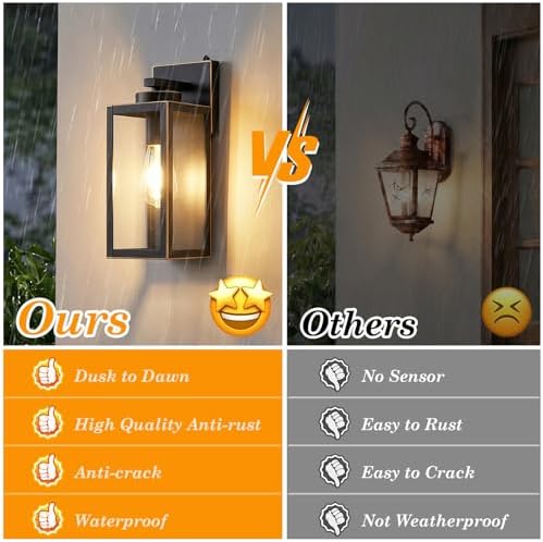 BesLowe Upgraded Dusk to Dawn Outdoor Wall Lights, Bronze, 2-Pack