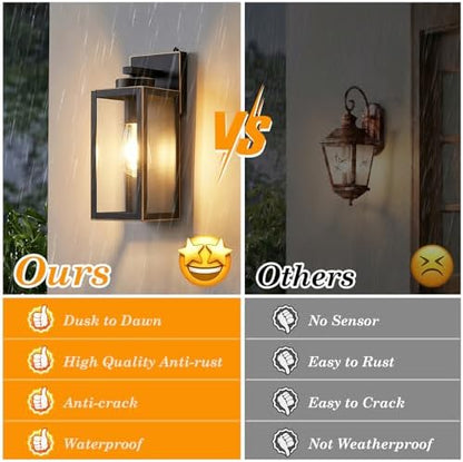 BesLowe Upgraded Dusk to Dawn Outdoor Wall Lights, Bronze, 2-Pack