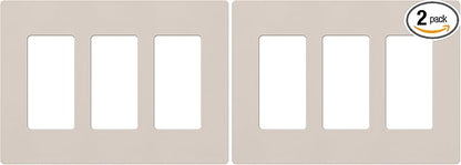 Lutron Claro 3 Gang Decorator/Rocker Wallplate, Satin, Taupe (2-Pack) | SC-3-TP