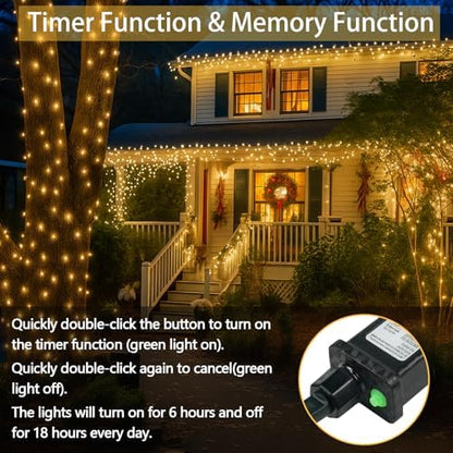2 Pack 100 LED Connectable String Lights, Christmas Lights Outdoor Indoor
