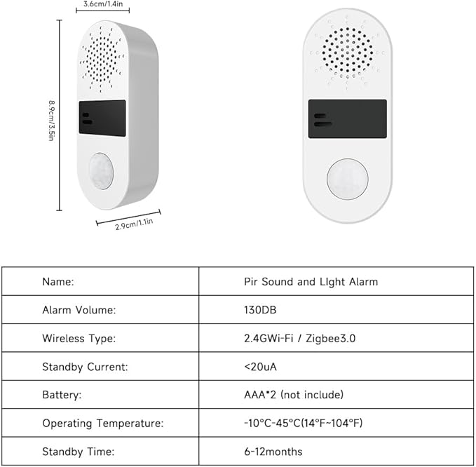 Tuya Sound & Strobe Light Alarm Smart PIR Motion Detector Alert with 130db Sound Security Siren Light 4 Alarm Modes Home Security System Compatible with Alexa/Google Assistant (1)