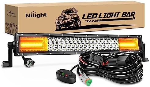 Nilight - 18101C-A LED Light Bar 22Inch 270W White & Amber Triple Row 13500LM Flood Spot Combo Led Bar Off Road Lights for Trucks with Wiring Harness Kit,2 Years Warranty