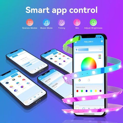 TJOY LED Lights for Bedroom 25ft, RGB Color Changing, Remote&APP Control