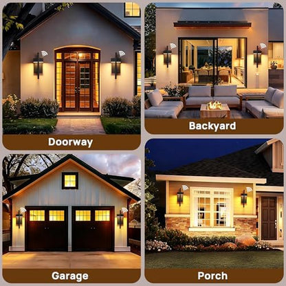 Dusk to Dawn Outdoor Wall Lights Modern LED Exterior Lighting Fixtures, 3000K 20W Outdoor Wall Sconce for Porch, Matte Black Outside Wall Mount Lights for Front Door House Garage 2 Pack