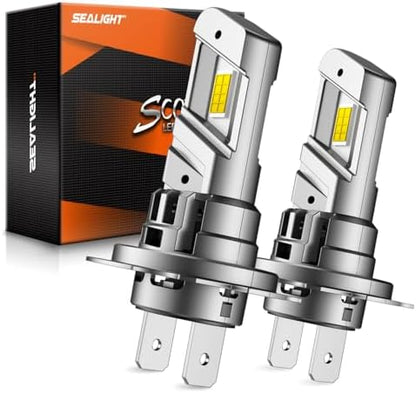 SEALIGHT H7 Fog Light Bulbs 900% Brightness 50000LM Super Bright,70000Hrs Long Service Life with Cooling Fan, White Light Easy 3-Minute Plug & Play Installation- Pack of 2