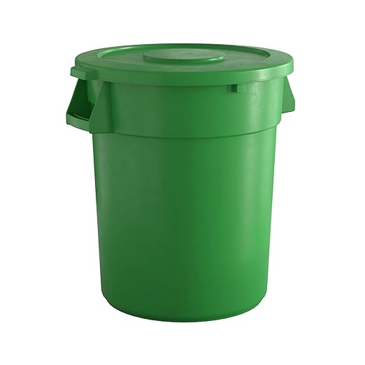 32 Gallon Green Round Commercial Trash Can with Lid, Heavy-Duty Food Grade NSF Certified, Perfect for Restaurant, Office, School, Garage, Backyard, Workshop, Warehouse