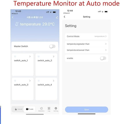 Easy Operation,Zigbee WiFi Temperature Switch ,with Waterproof Temperature Sensor Probe ,Remote Monitoring,Tuya App Remote 4 Channel 10A Clean Contact Relay Switch(tuya zigbee hub Needed)