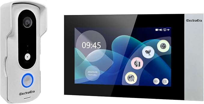 Video Intercom System, 7 Inches Touch Screen Video Doorbell with Monitor, Video Camera Kits Support Unlock, Monitoring, Wire, Dual-Way for Villa Office Apartment (No APP Without WiFi)