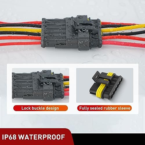 Nilight 260PCS 6 Pin Electrical Connector ‎Plug with Male Female Terminals