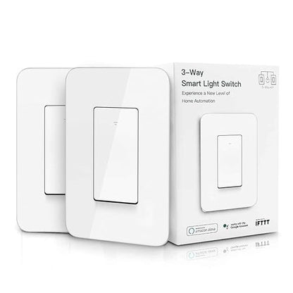 3 Way Smart Light Switch, Compatible with Alexa, Google Assistant, IFTTT, WiFi, Neutral Wire Required, Schedule Setting APP Remote Control, ETL, No Hub Required (3 Way Smart Switch 2pack)