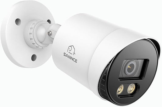 SANNCE Full Color Night Vision 1080P TVI Bullet Wired Security Camera,2 Warm Lights, IP66 Weatherproof for Indoor Outdoor Use, 100ft Clear Full Color Night Vision, Only a Camera, No Power Supply
