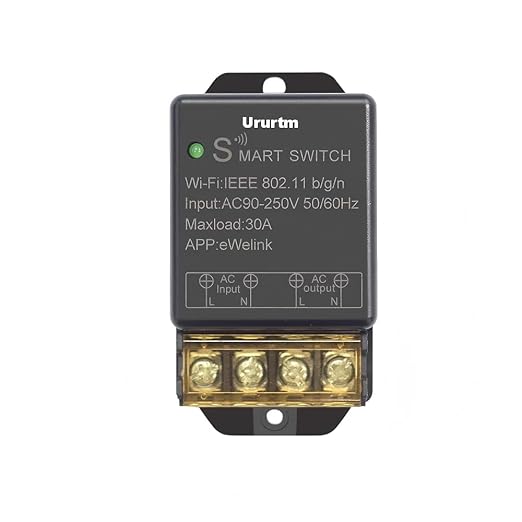 WiFi Smart Switch, 30A High Power Wireless Home Automation Module, Remote Control with eWelink App, Compatible with Alexa, Google Home, Black